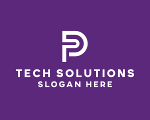 Solutions - Tech Letter P Outline logo design