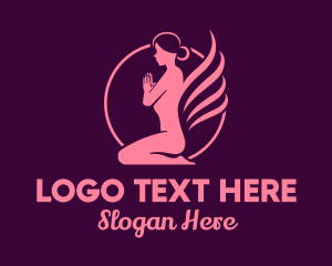 Yoga - Kneeling Yoga Woman logo design