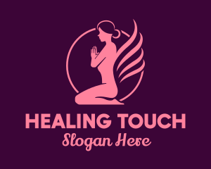 Kneeling Yoga Woman logo design