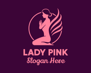 Kneeling Yoga Woman logo design