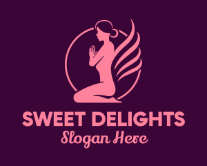 Kneeling Yoga Woman logo design