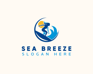 Surfer Sea Wave logo design