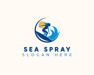 Surfer Sea Wave logo design