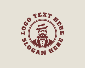 Barbershop - Fedora Tuxedo Man logo design