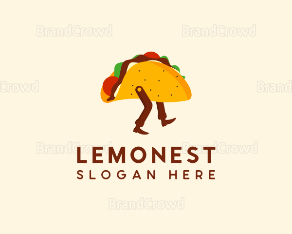 Walking Mexican Taco Logo