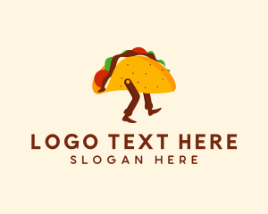 Food Stall - Walking Mexican Taco logo design