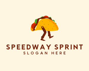 Walking Mexican Taco Logo