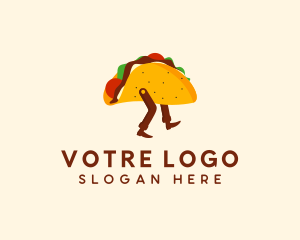 Walking Mexican Taco Logo