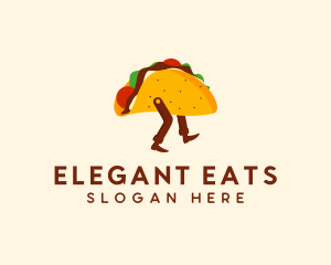 Walking Mexican Taco logo design