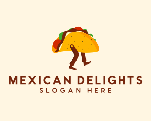 Walking Mexican Taco logo design