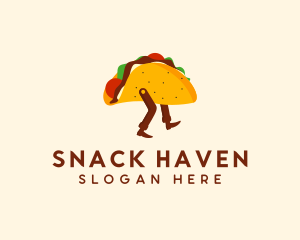 Walking Mexican Taco logo design