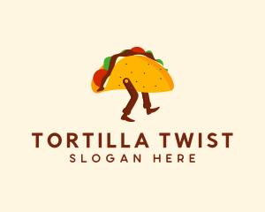 Tortilla - Walking Mexican Taco logo design