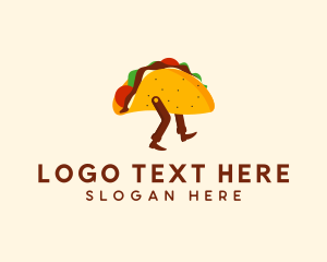 Taco Bar - Walking Mexican Taco logo design
