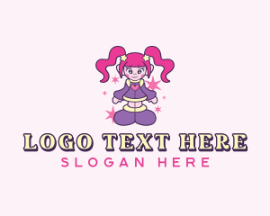 Online Gaming - Cute Cyber Girl logo design