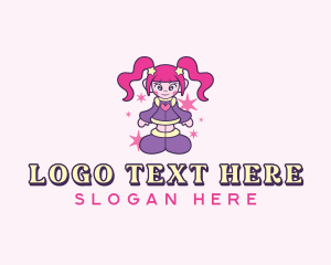 Futuristic - Cute Cyber Girl logo design