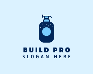 Pump Bottle - Blue Cleaner Pump Bottle logo design