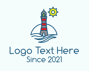 Seashore - Lighthouse Coastal Tower logo design
