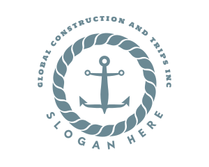 Aquatic - Nautical Rope Anchor logo design