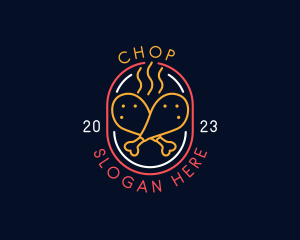 Lunch - Neon Sign Chicken Restaurant logo design