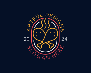 Neon Sign Chicken Restaurant logo design