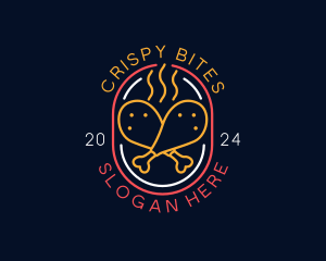 Fried - Neon Sign Chicken Restaurant logo design