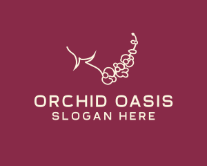 Orchid Branch Leaf logo design