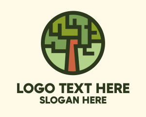 Wood - Geometric Tree Arboretum logo design
