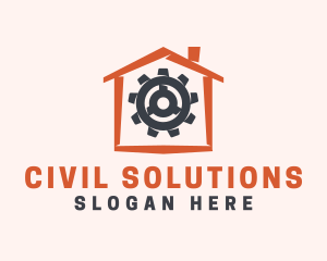 Residential House Gear logo design