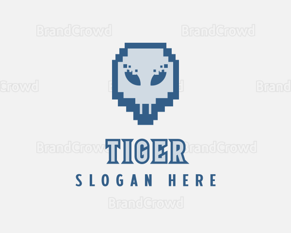 Skull Tech Pixel Logo