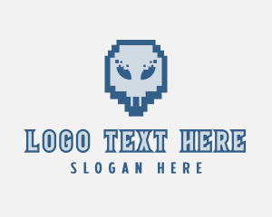 Pixelated - Skull Tech Pixel logo design