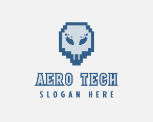 Skull Tech Pixel logo design