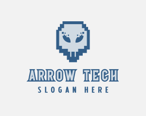 Skull Tech Pixel logo design