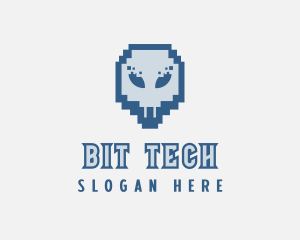 Skull Tech Pixel logo design