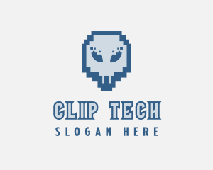 Skull Tech Pixel logo design