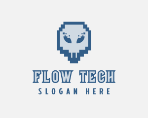 Skull Tech Pixel logo design