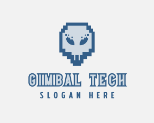 Skull Tech Pixel logo design