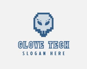 Skull Tech Pixel logo design