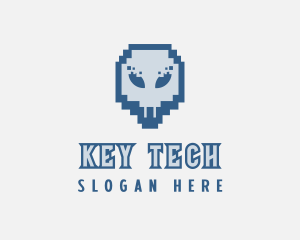 Skull Tech Pixel logo design