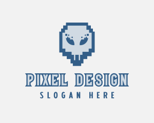 Skull Tech Pixel logo design