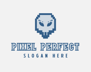 Skull Tech Pixel logo design