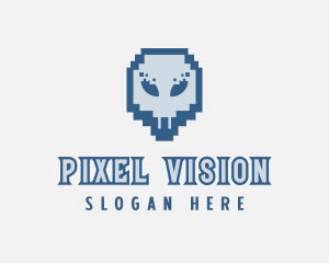 Skull Tech Pixel logo design