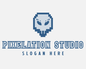 Skull Tech Pixel logo design