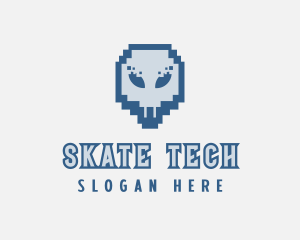 Skull Tech Pixel logo design