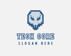 Skull Tech Pixel logo design