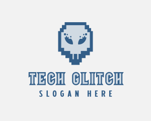 Skull Tech Pixel logo design