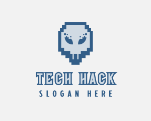 Skull Tech Pixel logo design