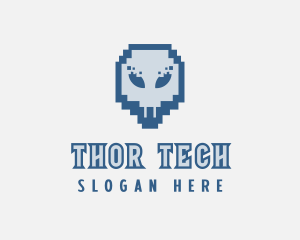 Skull Tech Pixel logo design