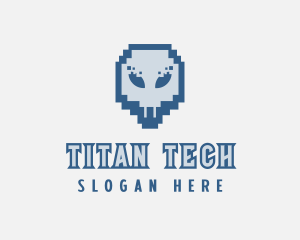 Skull Tech Pixel logo design