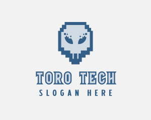 Skull Tech Pixel logo design