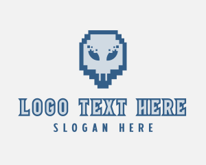 Skull Tech Pixel Logo